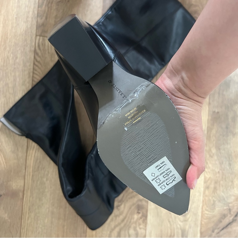 Allsaints Reina Knee High Pointed Leather Boots - Picture 6 of 9